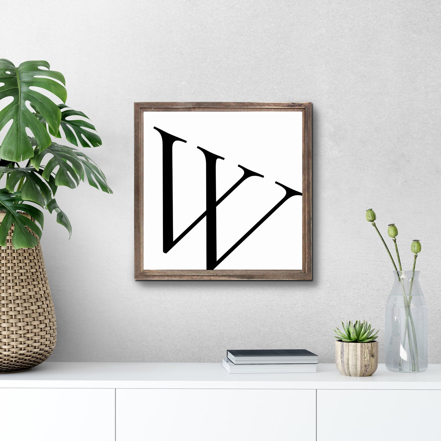 Minimalist Monogram W | Wood Sign | Eaches | Min 1