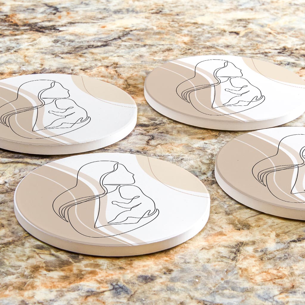 Modern Minimalist Mothers Day Mom Baby | Absorbent Coasters | Set of 4 | Min 2