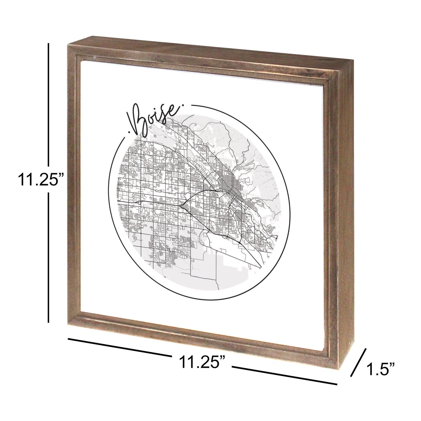 Minimalist B&W Idaho Boise Circle Map | Wood Sign | Eaches | Min 1