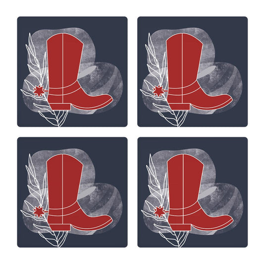 Modern Minimalist Texas Colors Boot | Absorbent Coasters | Set of 4 | Min 2