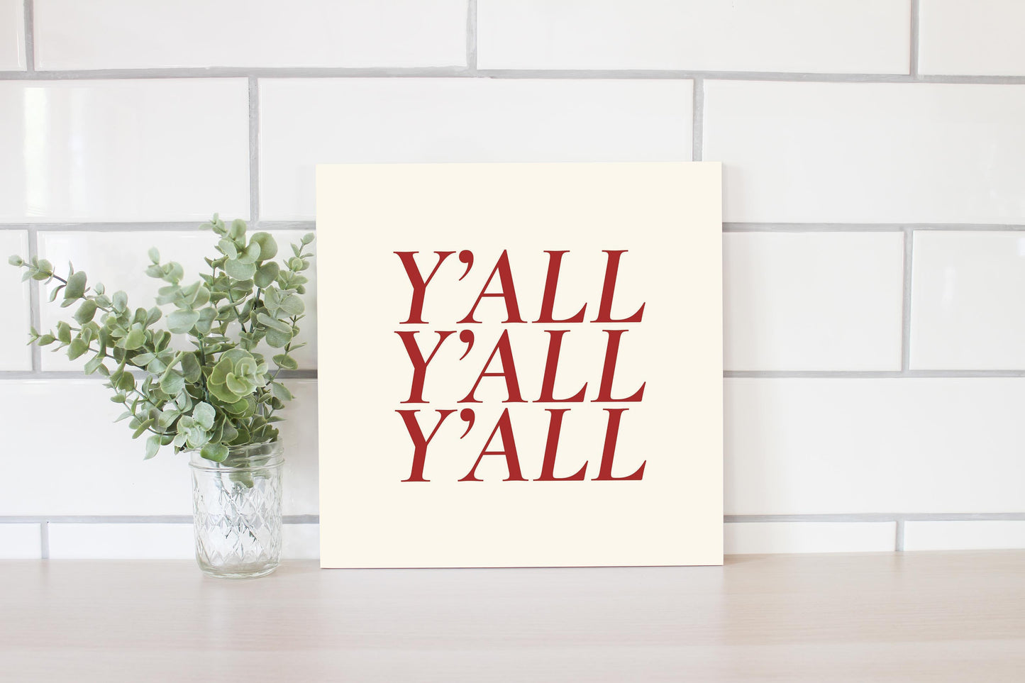 Modern Minimalist Texas Colors Yall | Wood Sign | Eaches | Min 2