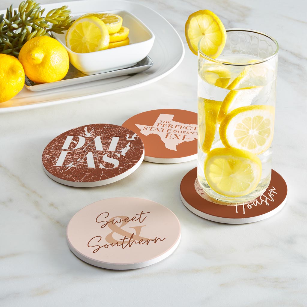 Modern Minimalist Texas Set | Absorbent Coasters | Set of 4 | Min 2