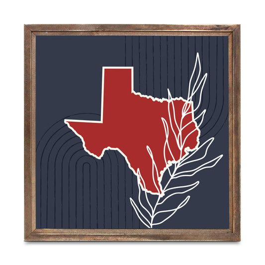 Modern Minimalist Texas Colors Shape Leaf | Wood Sign | Eaches | Min 1