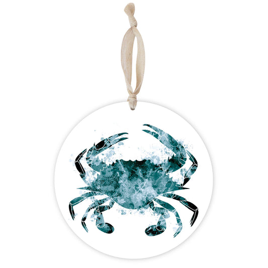 Blue White Water Color Blue Crab | Wood Ornament | Eaches | Min 1