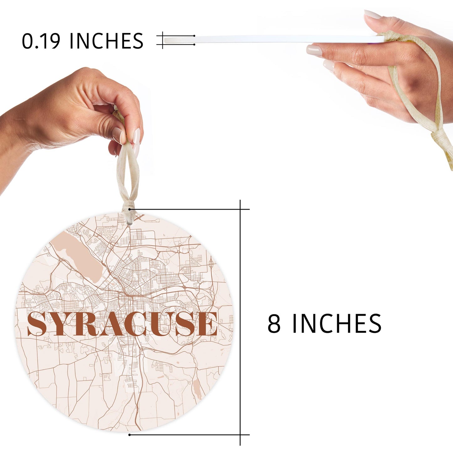 Modern Minimalist New York Syracuse Map | Wood Ornament | Eaches | Min 1