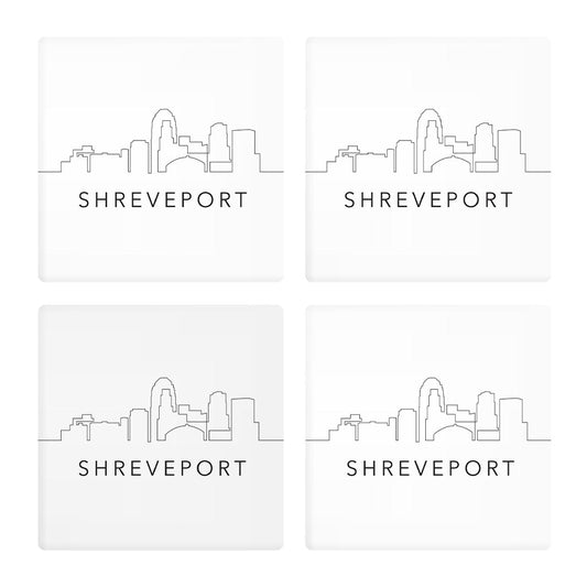 Modern Louisiana Shreveport City Line Drawing | Absorbent Coasters | Set of 4 | Min 2