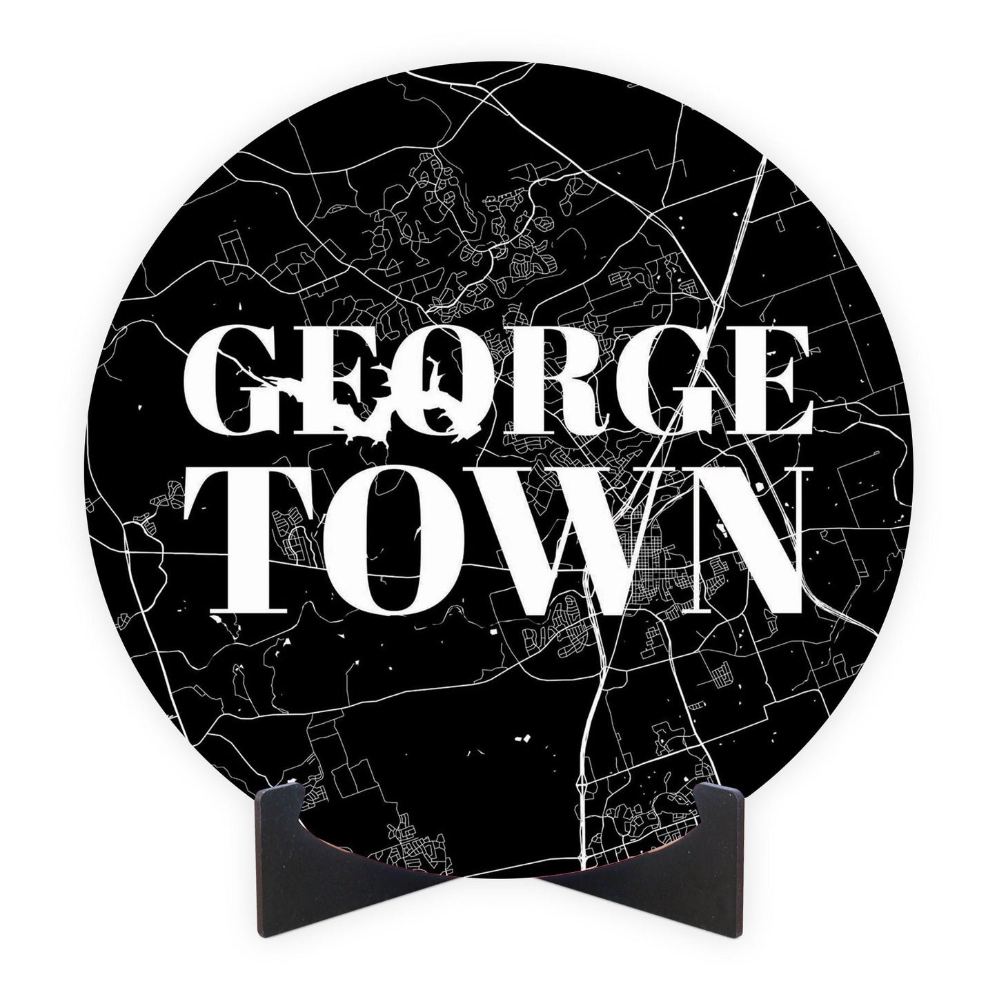 Minimalistic B&W Texas Georgetown Map | Wood Sign | Eaches | Min 1