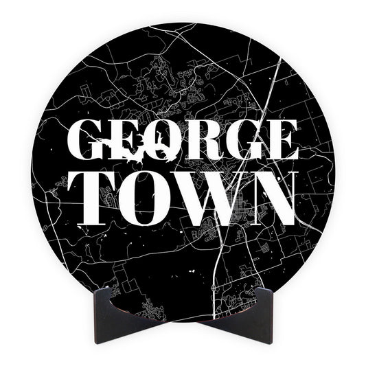 Minimalistic B&W Texas Georgetown Map | Wood Sign | Eaches | Min 1