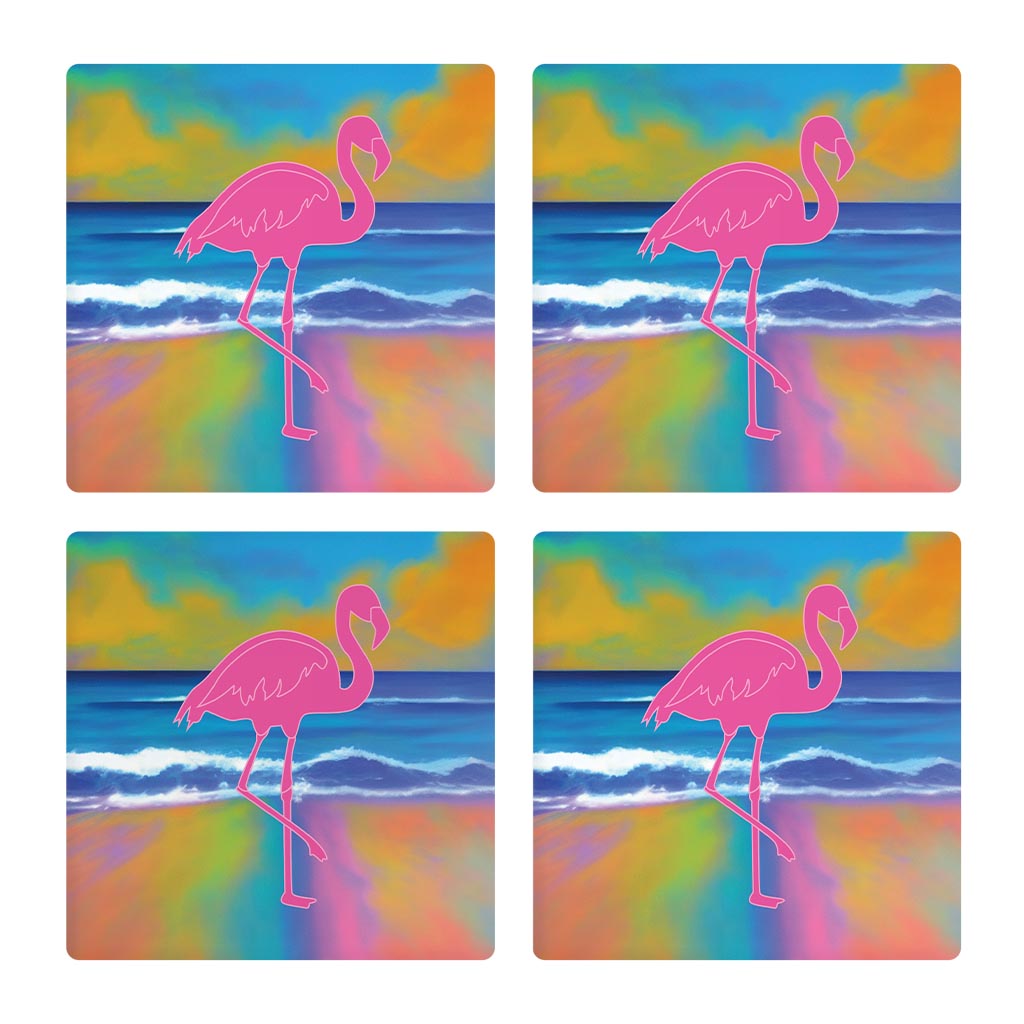 Florida Pink Flamingo Icon | Absorbent Coasters | Set of 4 | Min 2