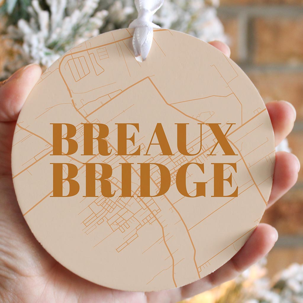 Modern Minimalist Louisiana Breaux Bridge Map | Wood Ornament | Eaches | Min 6