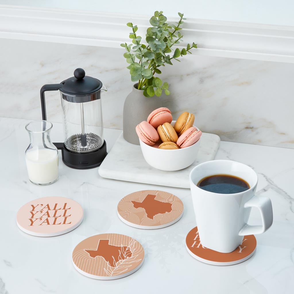 Modern Minimalist Texas Set | Absorbent Coasters | Set of 4 | Min 2