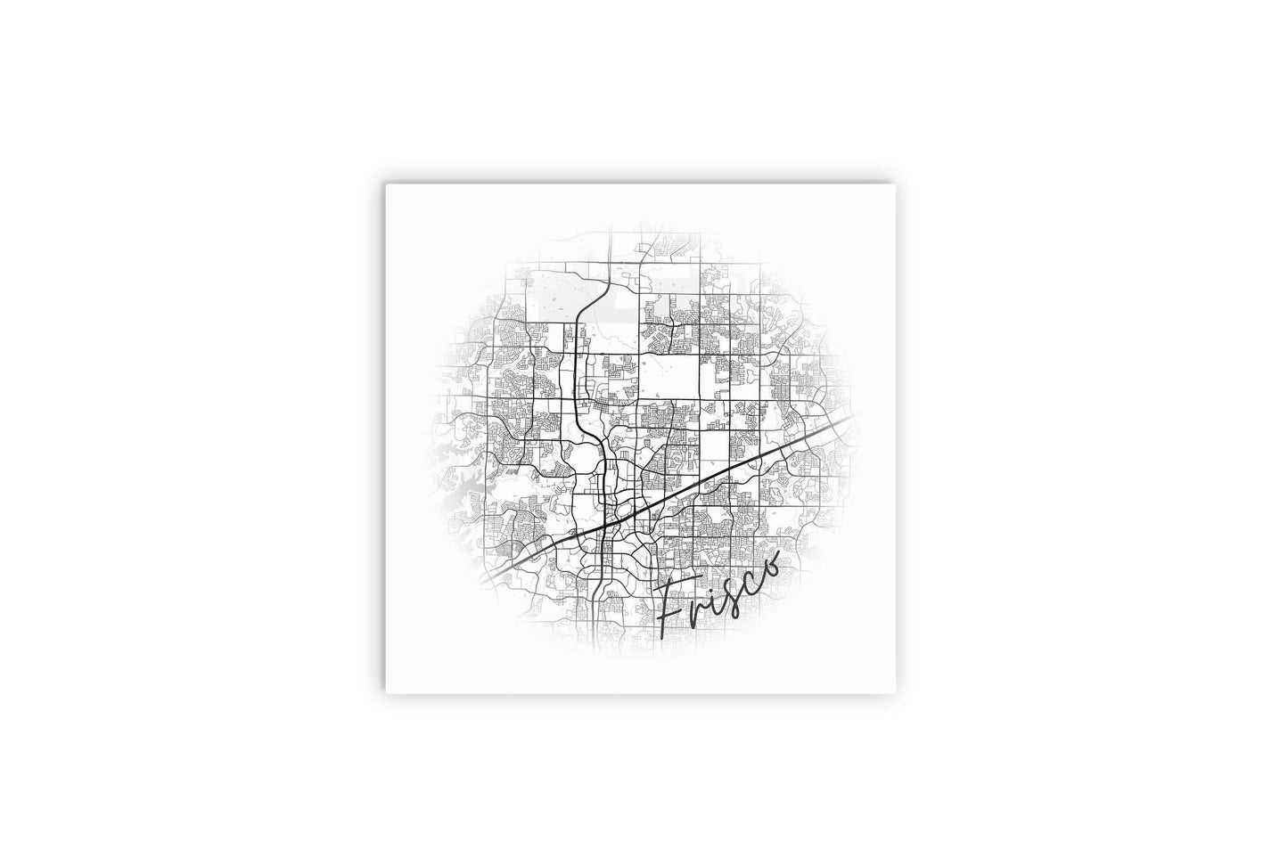 Minimalistic B&W Texas Frisco Circle Map | Wood Sign | Eaches | Min 2