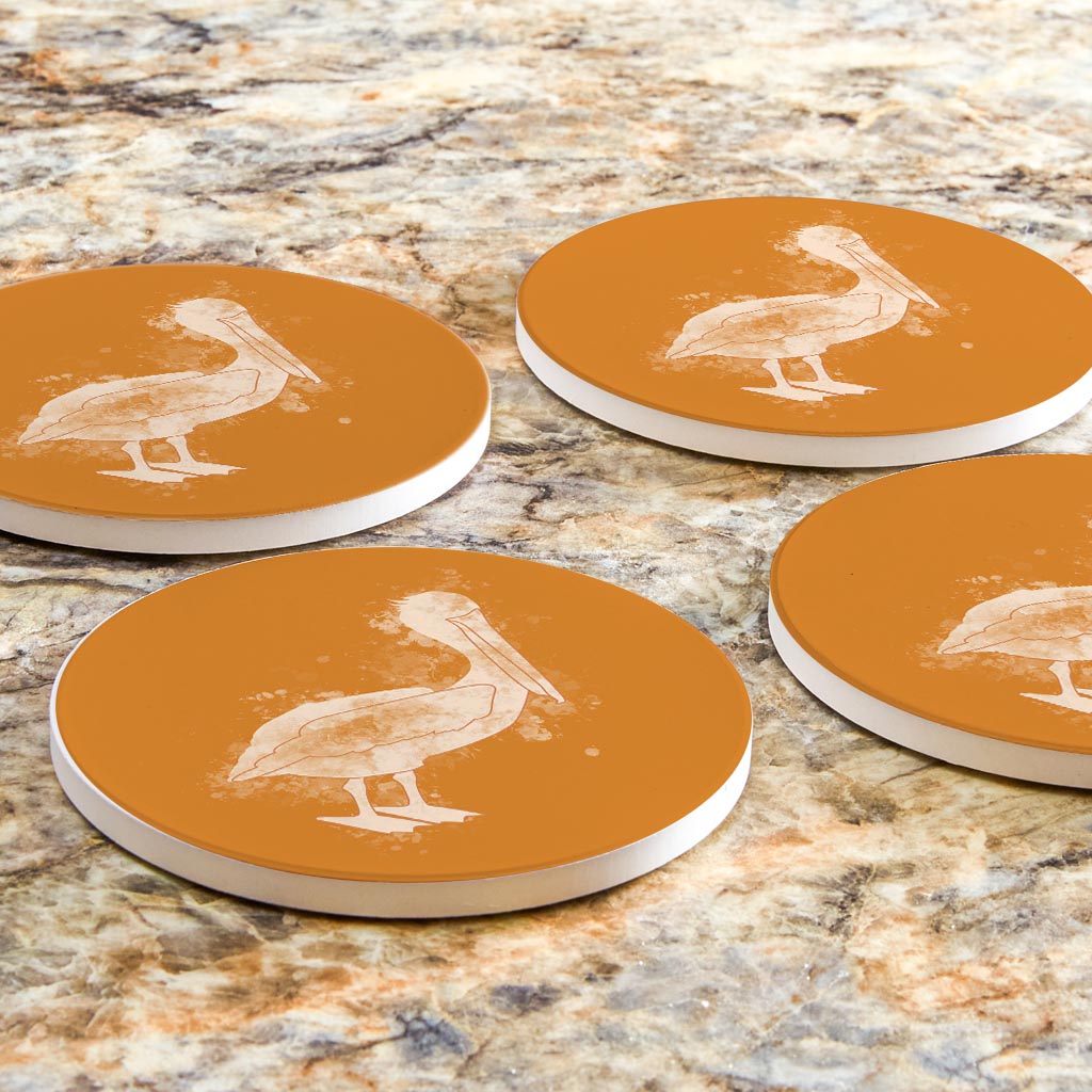 Modern Minimalist Louisiana Pelican Water Color | Absorbent Coasters | Set of 4 | Min 2