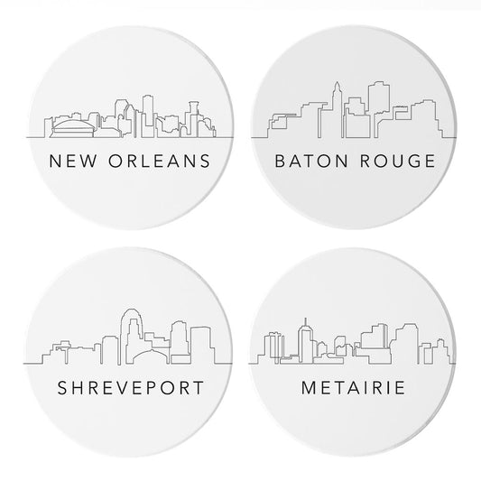 Modern Black White Louisiana Set | Absorbent Coasters | Set of 4 | Min 2