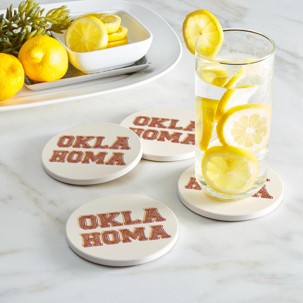 Modern Minimalist Oklahoma | Absorbent Coasters | Set of 4 | Min 2