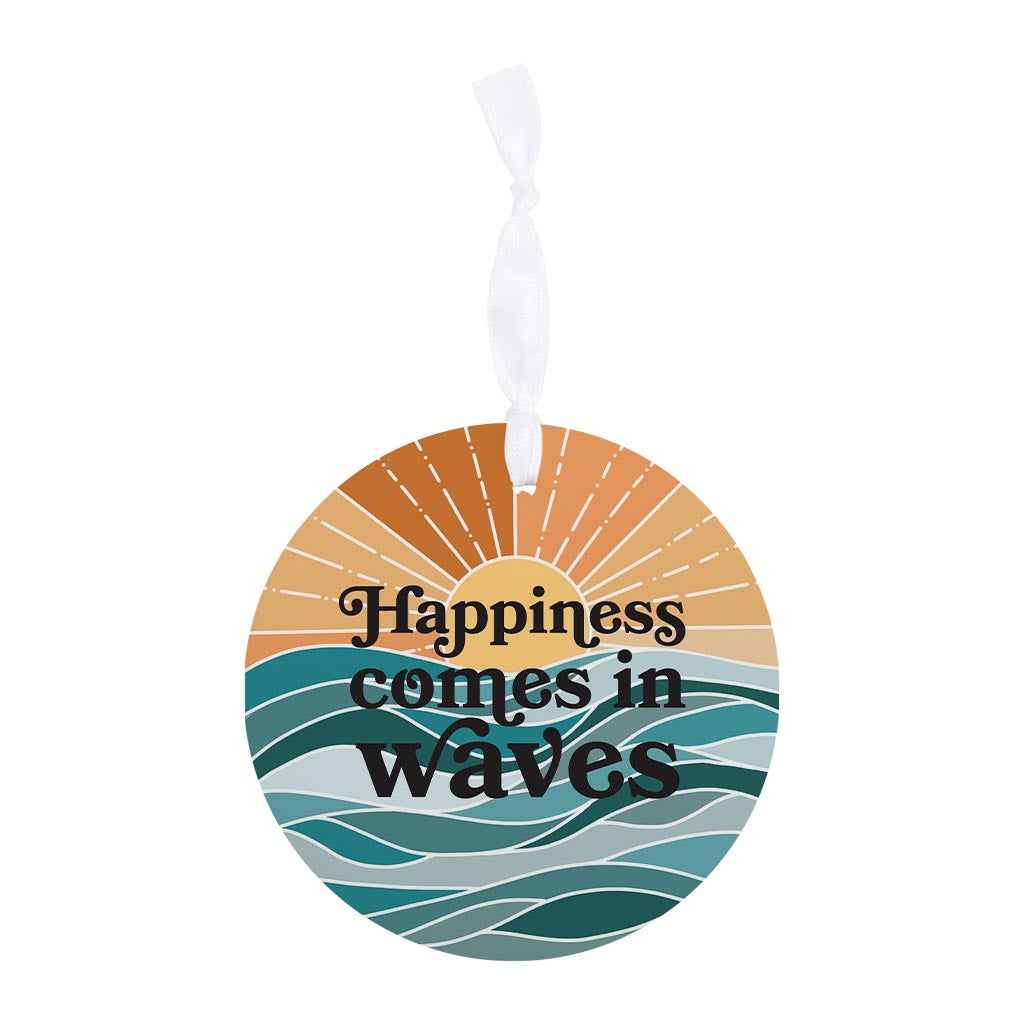 Happiness Comes In Waves | Wood Ornament | Eaches | Min 6