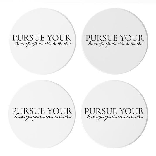 Minimalistic B&W Pennsylvania Happiness Quip | Absorbent Coasters | Set of 4 | Min 2