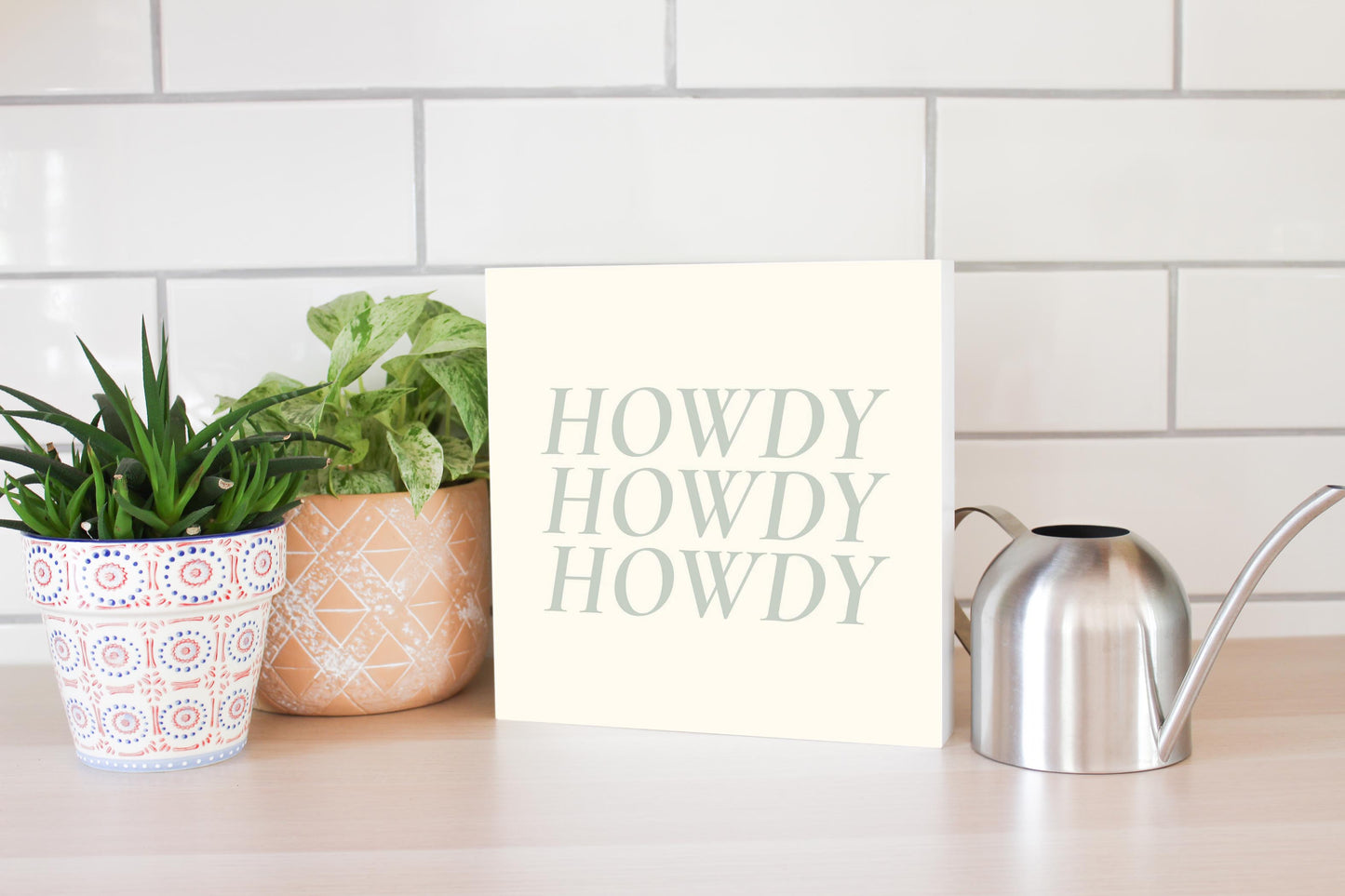 Modern Minimalist Oklahoma Howdy | Wood Block | Eaches | Min 2