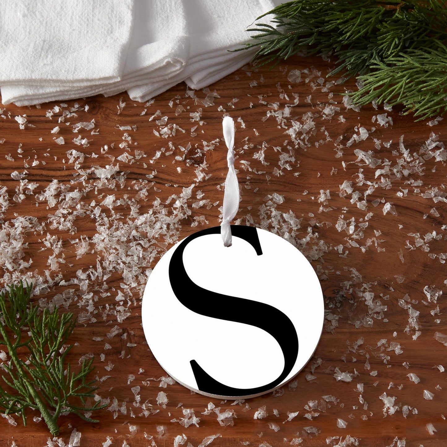 Minimalist Monogram S| Wood Ornament | Eaches | Min 6