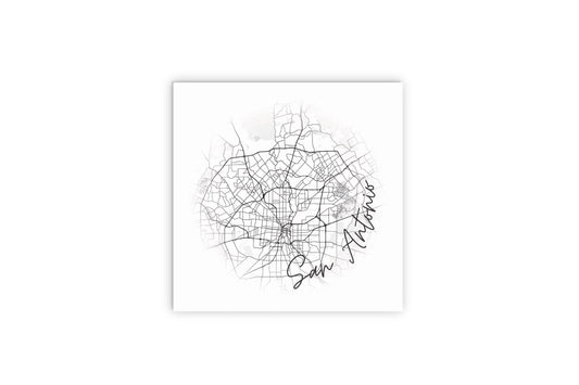 Minimalistic B&W Texas San Antonio Circle Map | Wood Sign | Eaches | Min 2