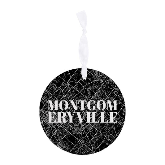 Minimalistic B&W Pennsylvania Montgomeryville Map | Wood Ornament | Eaches | Min 6