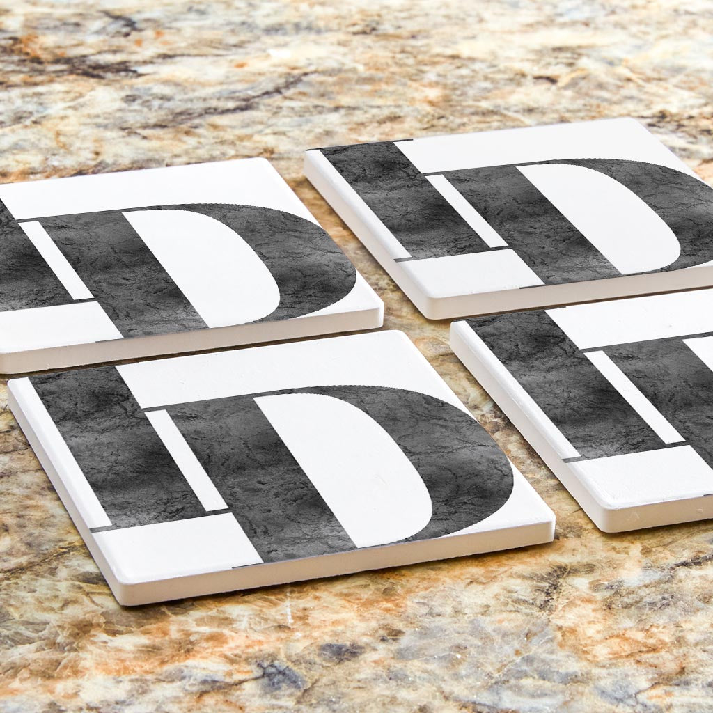 Minimalist B&W Idaho White Initials | Absorbent Coasters | Set of 4 | Min 2