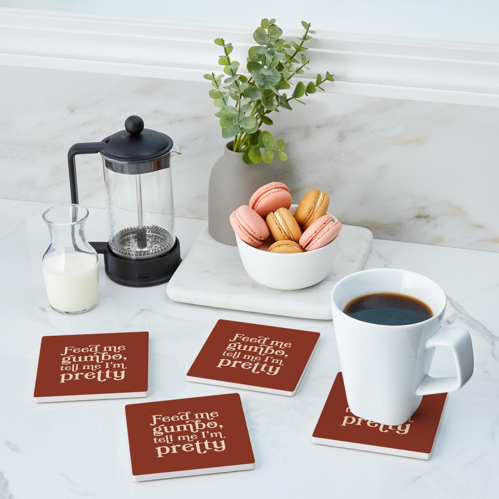 Modern Minimalist Louisiana Gumbo Saying | Absorbent Coasters | Set of 4 | Min 2