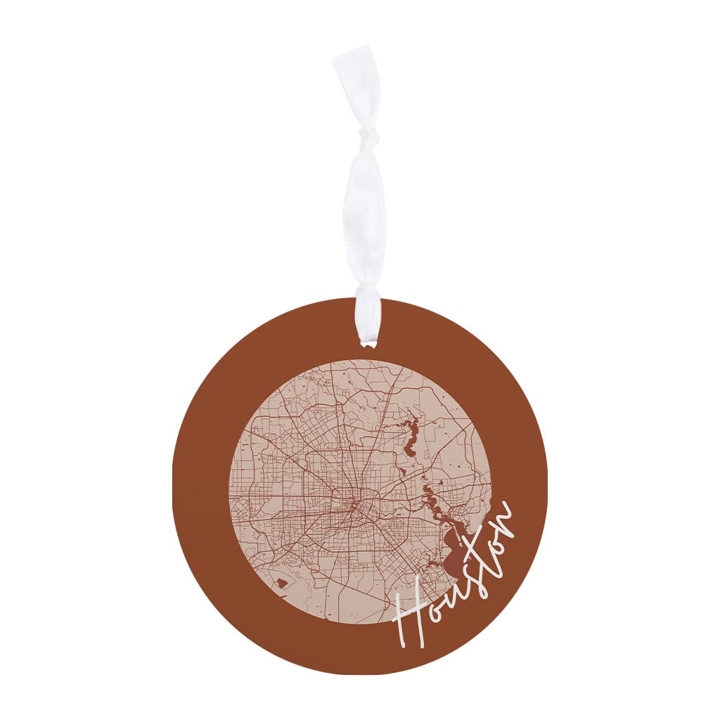 Modern Minimalist Houston Texas Map| Wood Ornament | Eaches | Min 6