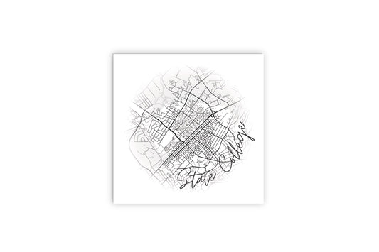 Minimalistic B&W Pennsylvania State College Circle Map | Wood Sign | Eaches | Min 2