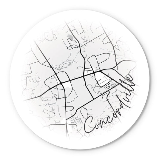 Minimalistic B&W Pennsylvania Concordville Circle Map | Wood Sign | Eaches | Min 1