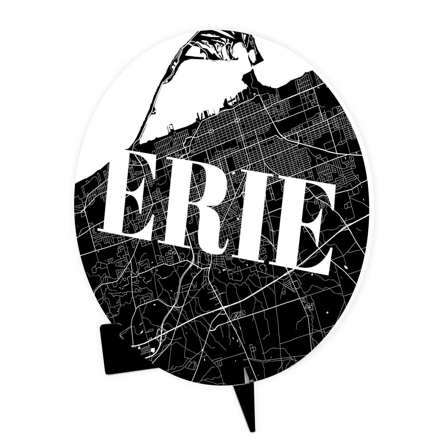 Minimalistic B&W Pennsylvania Erie Map | Wood Sign | Eaches | Min 1