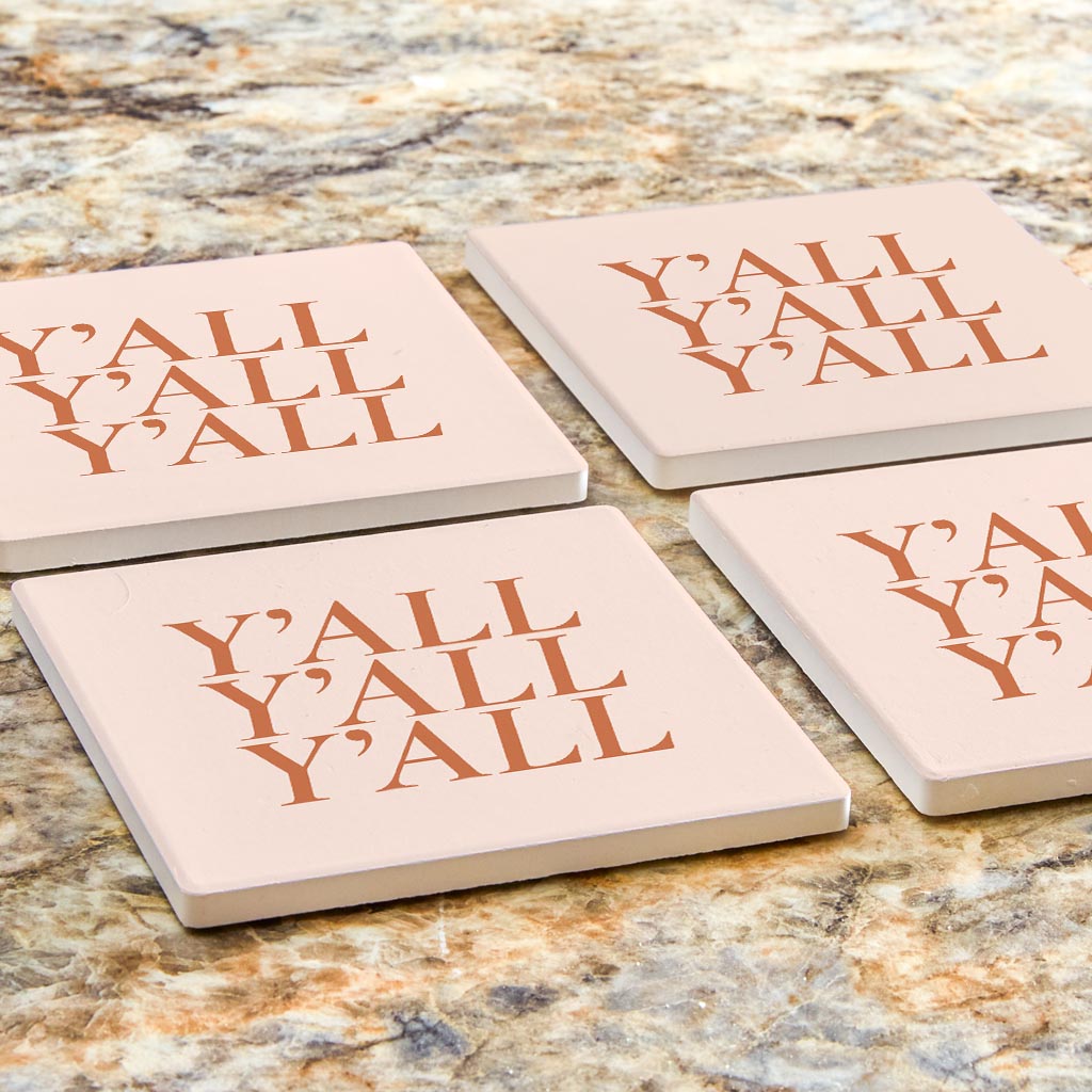 Modern Minimalist Texas Yall | Absorbent Coasters | Set of 4 | Min 2