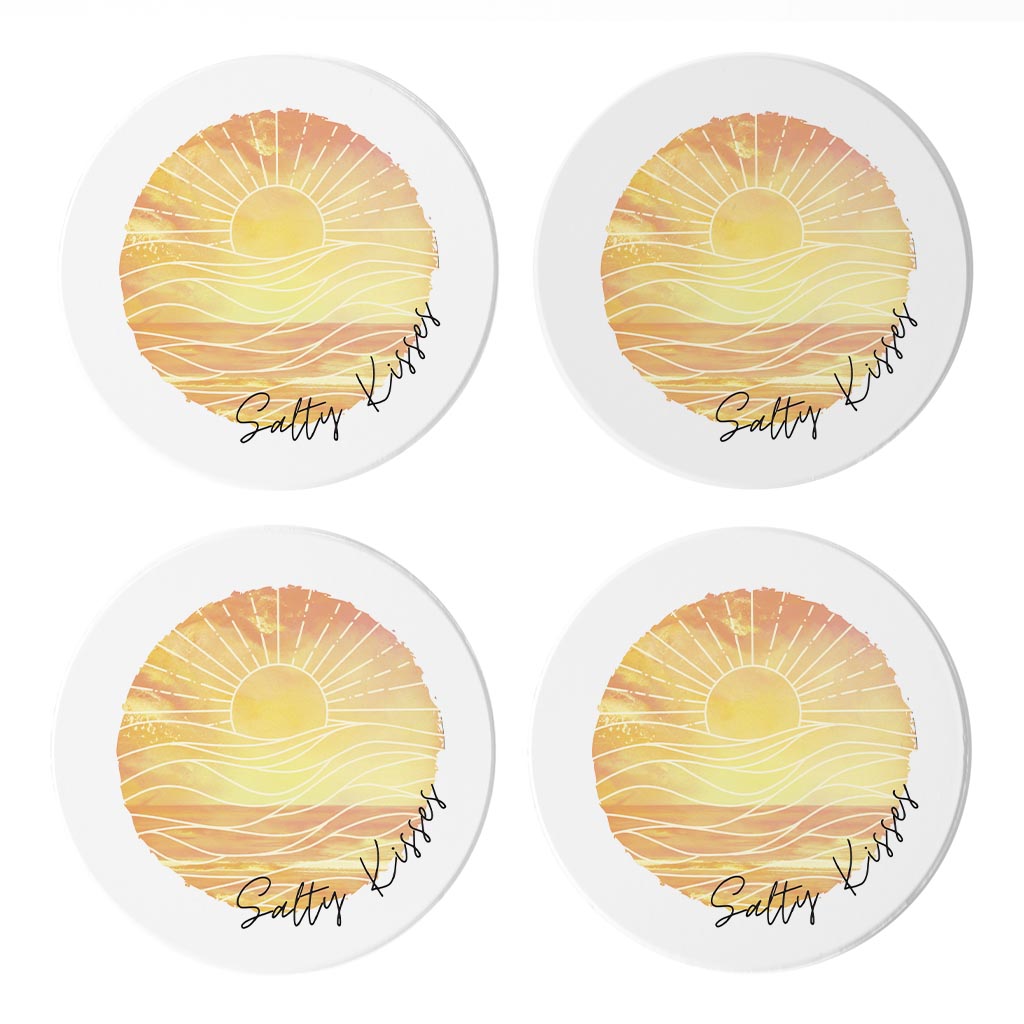 Salty Kisses Orange Art | Absorbent Coasters | Set of 4 | Min 2