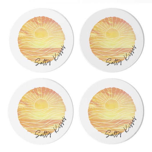 Salty Kisses Orange Art | Absorbent Coasters | Set of 4 | Min 2