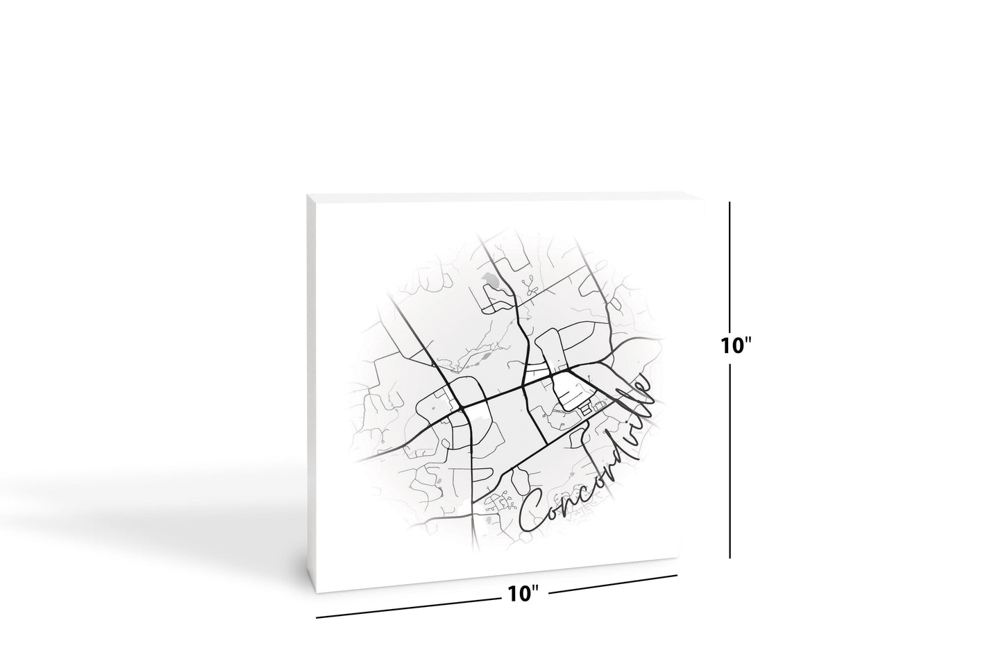 Minimalistic B&W Pennsylvania Concordville Circle Map | Wood Block | Eaches | Min 2