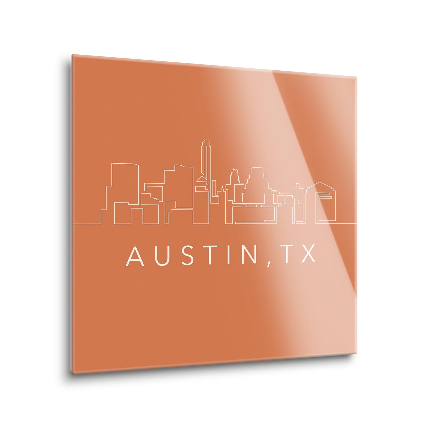 Modern Minimalist Texas Austin Skyline | Hi-Def Glass Art | Eaches | Min 2