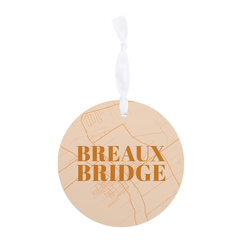 Modern Minimalist Louisiana Breaux Bridge Map | Wood Ornament | Eaches | Min 6