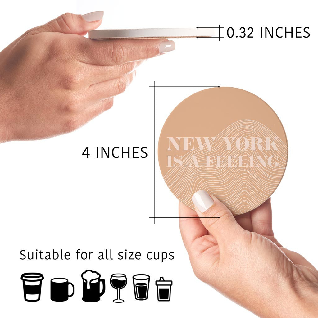 Modern Minimalist New York Is A Feeling | Absorbent Coasters | Set of 4 | Min 2