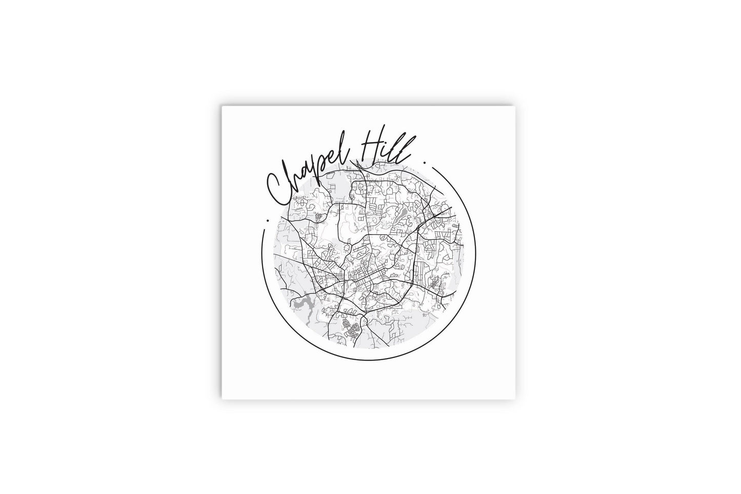 Minimalistic B&W North Carolina Chapel Hill Circle Map | Wood Sign | Eaches | Min 2