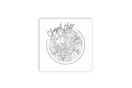 Minimalistic B&W North Carolina Chapel Hill Circle Map | Wood Sign | Eaches | Min 2