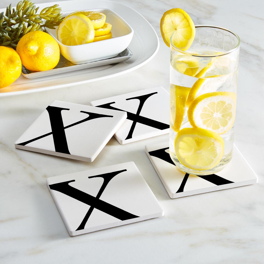 Minimal Monogram X | Absorbent Coasters | Set of 4 | Min 2