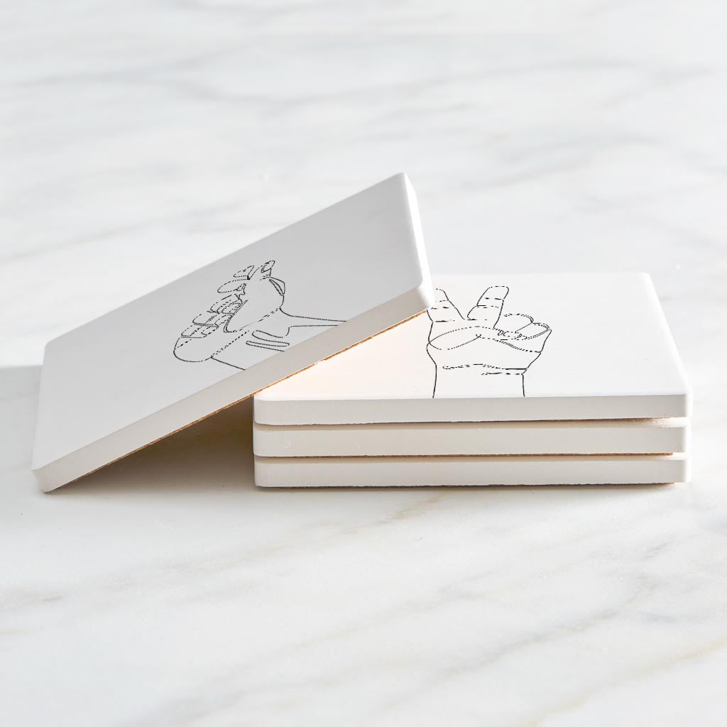 Hand Sign Line Drawings| Absorbent Coasters | Set of 4 | Min 2