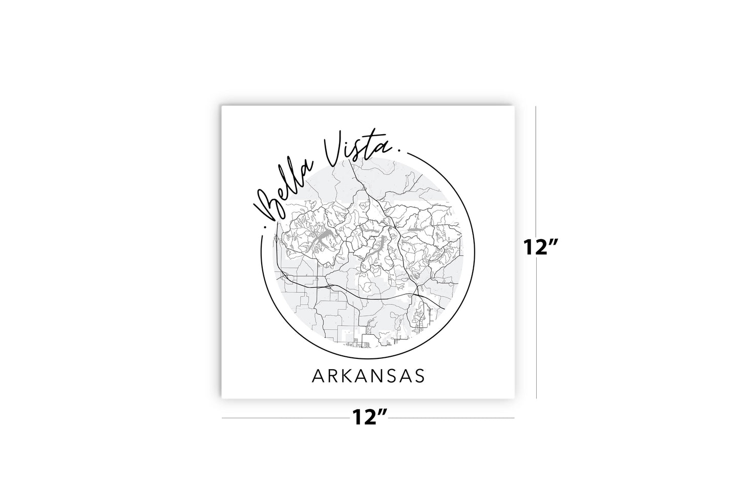 Minimalist B&W Arkansas Bella Vista Circle Map State | Wood Sign | Eaches | Min 2