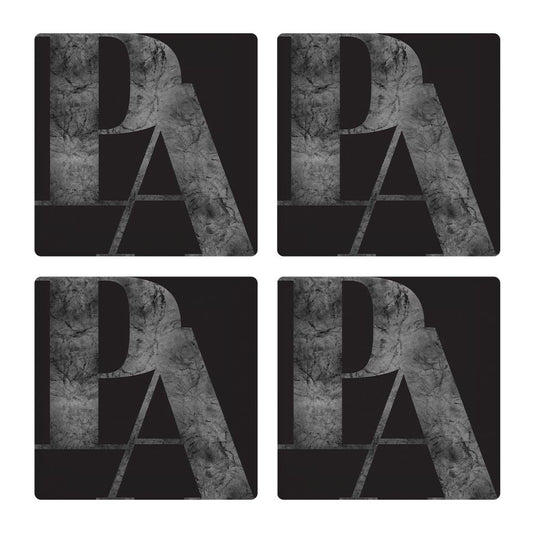 Minimalistic B&W Pennsylvania Black Initials | Absorbent Coasters | Set of 4 | Min 2