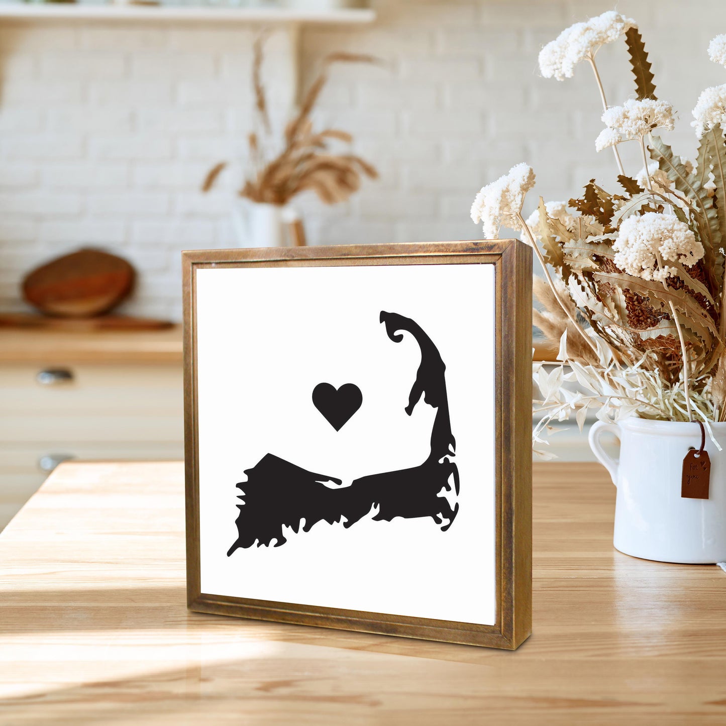 Minimalistic B&W Cape Cod With Heart | Wood Sign | Eaches | Min 1