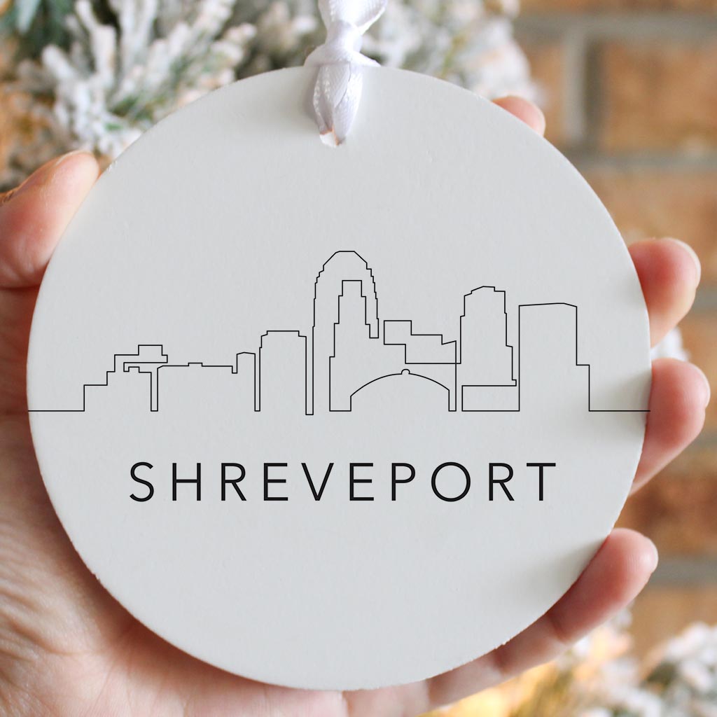 Modern Louisiana Shreveport City Line Drawing | Wood Ornament | Eaches | Min 6