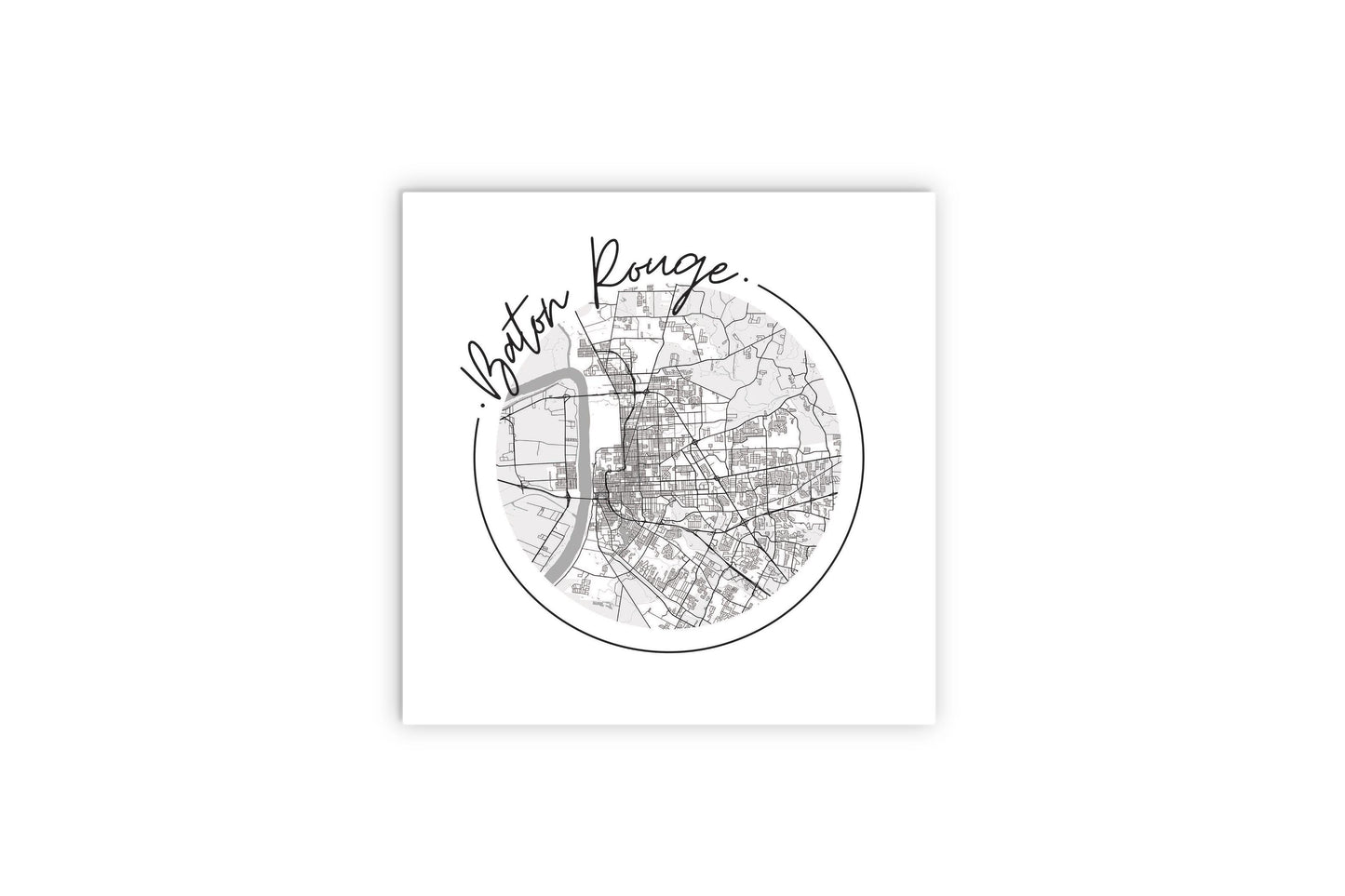 Minimalist B&W Louisiana Baton Rouge Circle Map | Wood Sign | Eaches | Min 2