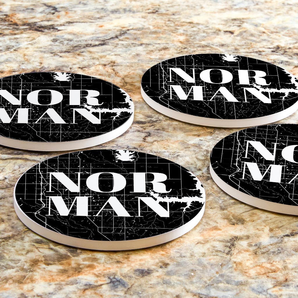 Modern Oklahoma Norman Map | Absorbent Coasters | Set of 4 | Min 2