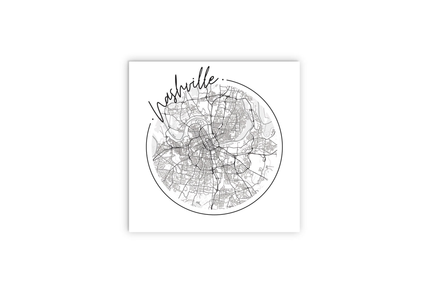 Minimalist B&W Tennessee Nashville Circle Map | Wood Sign | Eaches | Min 2