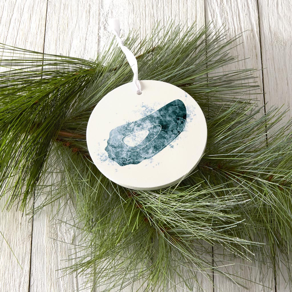 Blue White Water Color Oyster | Wood Ornament | Eaches | Min 6